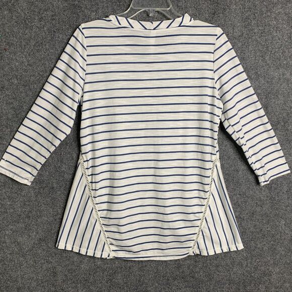 NY Collection Striped Knit Tunic Top Light Weight Women M 3/4 Sleeve Flare Hem - Picture 12 of 16